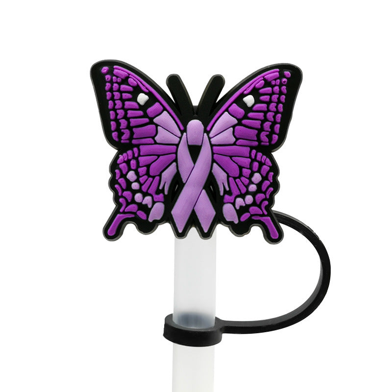 Wholesale 10pcs Personalized Butterfly 10mm PVC Straw Cover Soft Straw Tube Cap ACC-SCR-YiBang014