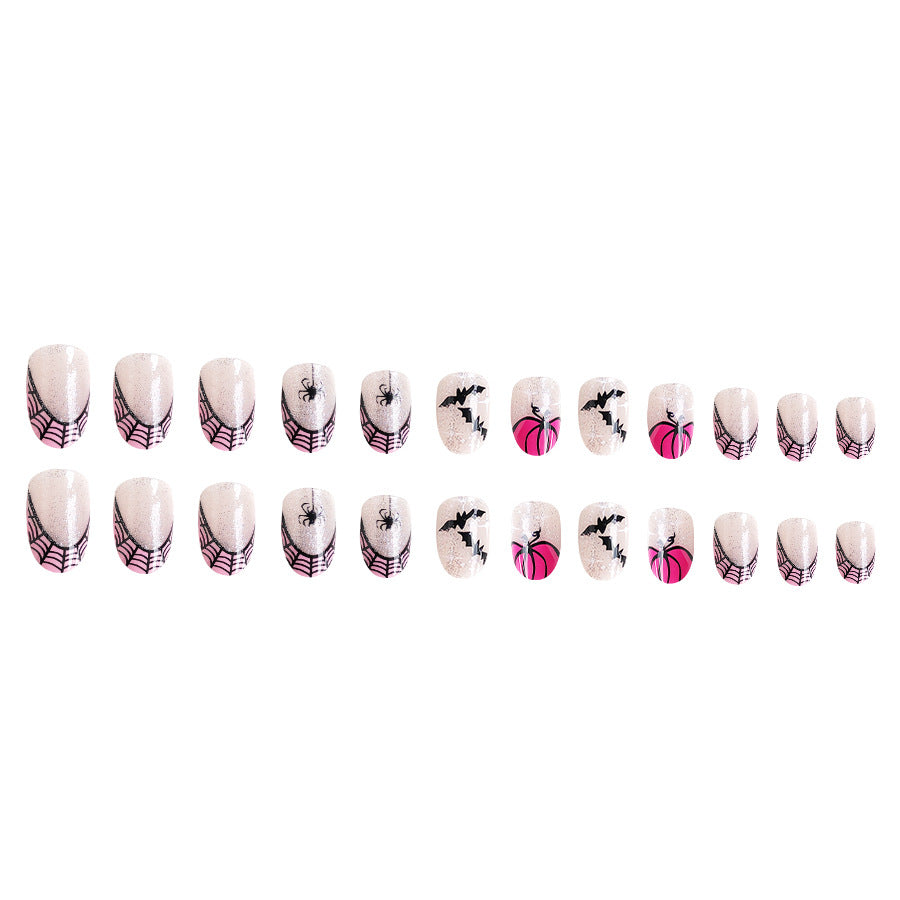 Wholesale 24 Pieces/box Halloween Short Press-on Nails Kits Nail Stickers ACC-NS-GuaiXL114