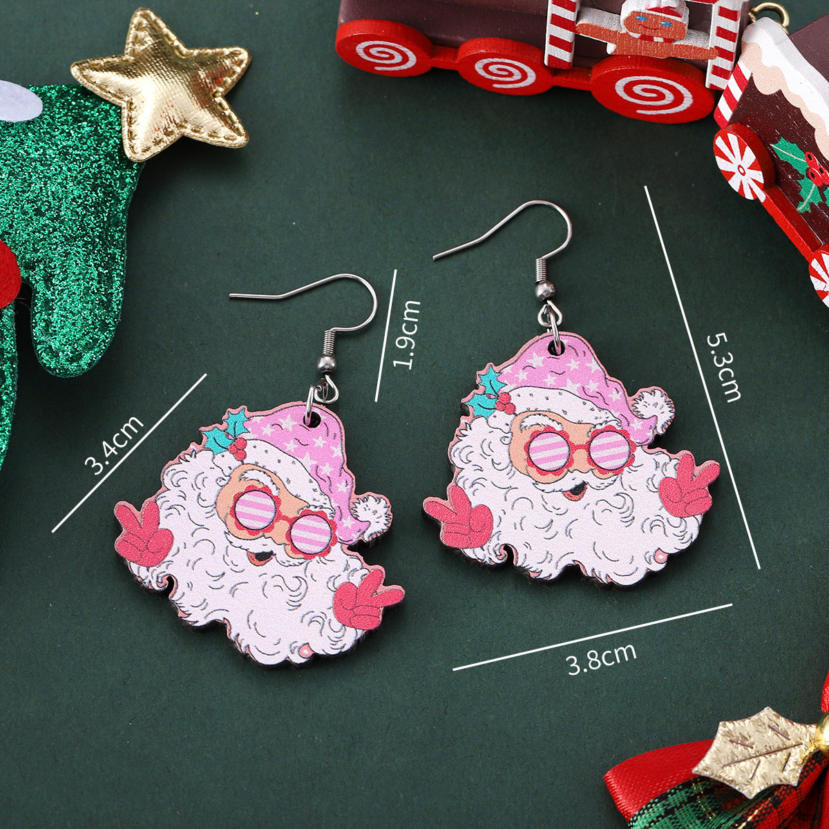 Wholesale Christmas Santa Pendant Earrings Double-sided Earrings