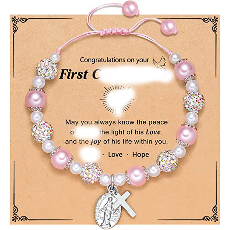 Wholesale Diamond Circle White Pearl Women Bracelet