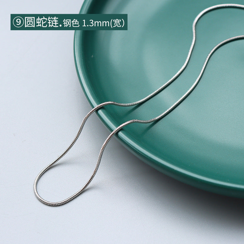 Wholesale 2pcs Cross Necklaces Snake Bone Chain Twist Chain Box Chain Titanium Steel 18K Gold Plated Clavicle Chain ACC-NE-MiLi002