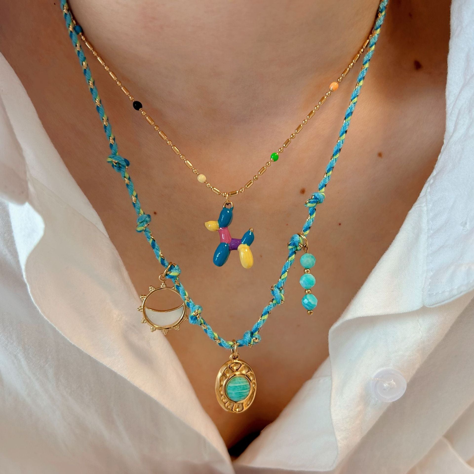 Wholesale  Titanium Steel handmade color rope necklace