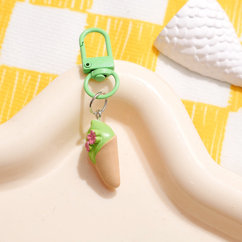Wholesale Resin Cherry Blossom Macaron Keychain Bag Charm Decorative Accessory Gift