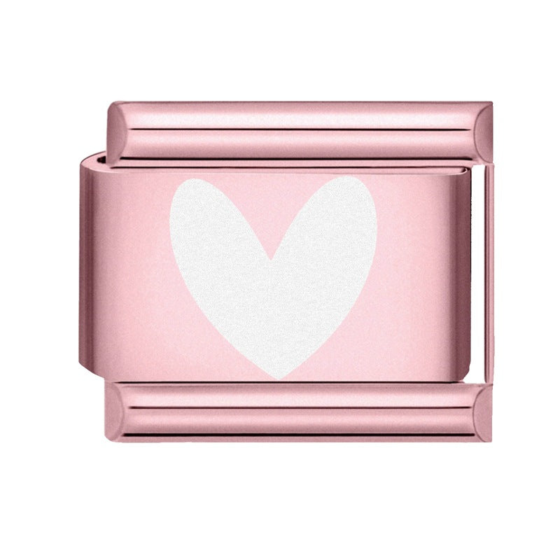 Wholesale Italian Charm Bracelet 9mm DIY Splicing Rose Pastel Stainless Steel Composable Bracelet