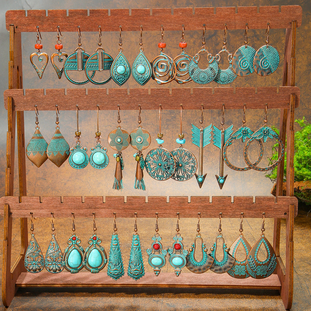 Wholesale Ethnic Geometric Retro Earrings Fashion Jewelry Accessory Boutique Gift