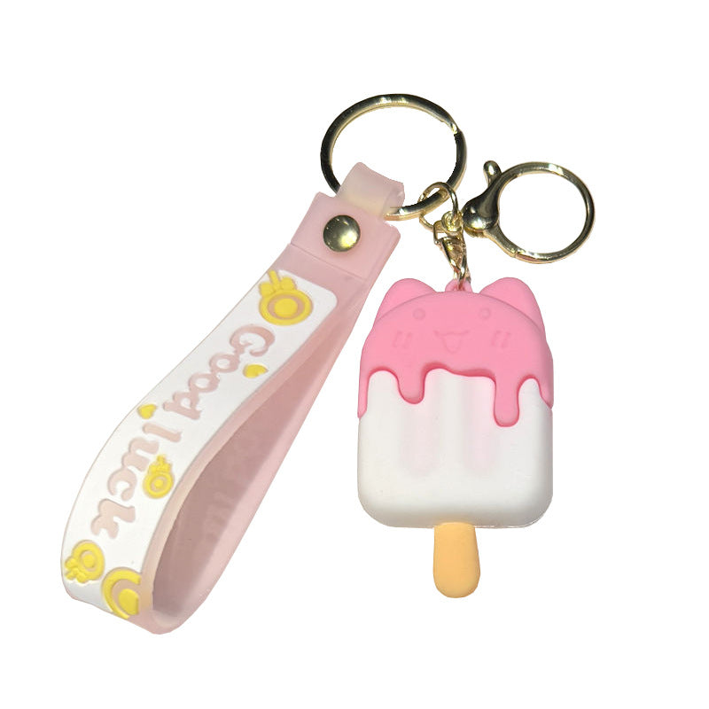 Wholesale Cartoon Ice Cream Silicone Keychain Bag Charm Gift for Women