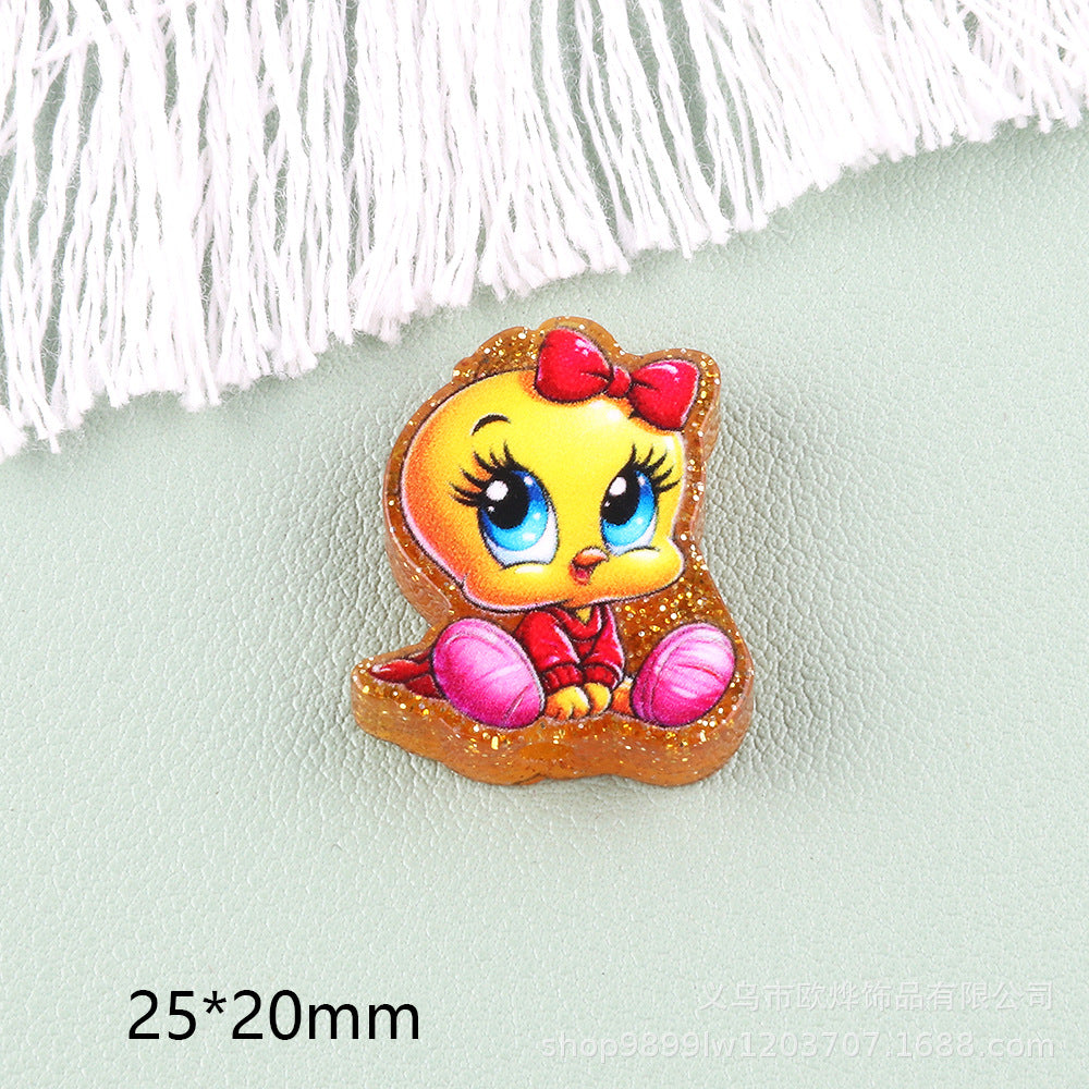 Wholesale 5pcs Acrylic Beads Straight Hole Cartoon Characters Beadable Pen and Keychain DlY Accessories