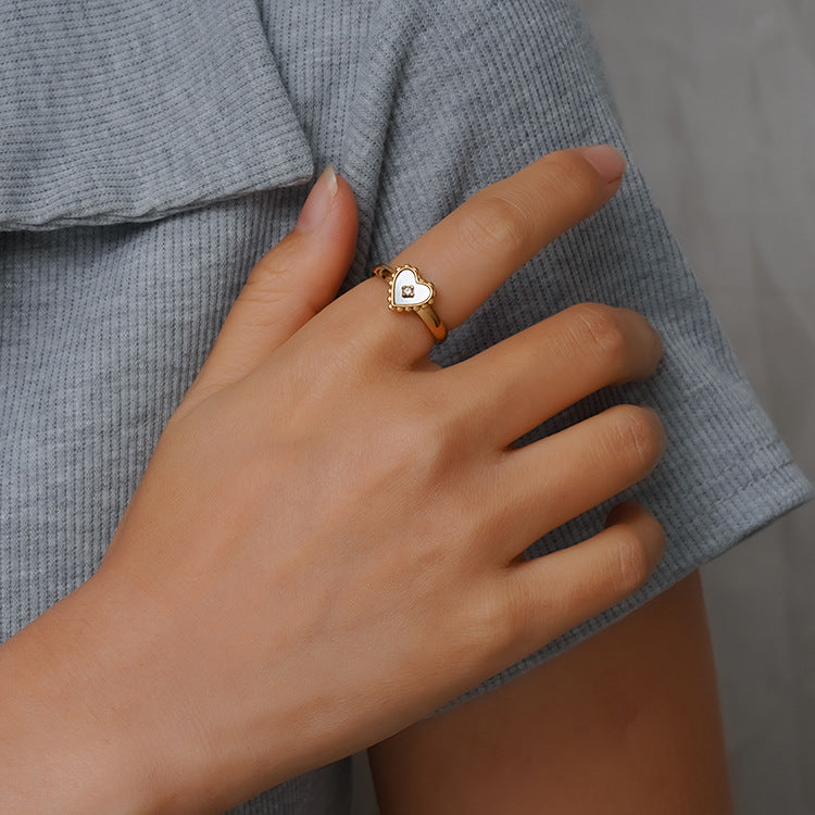 Wholesale love inlaid shell ring