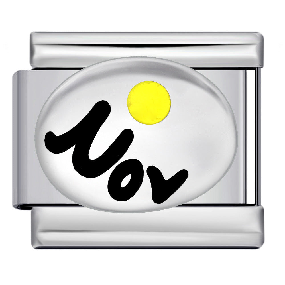 Wholesale Italian Charm Bracelet 9mm DIY Splicing 12 Birthstones Stainless Steel Composable Bracelet