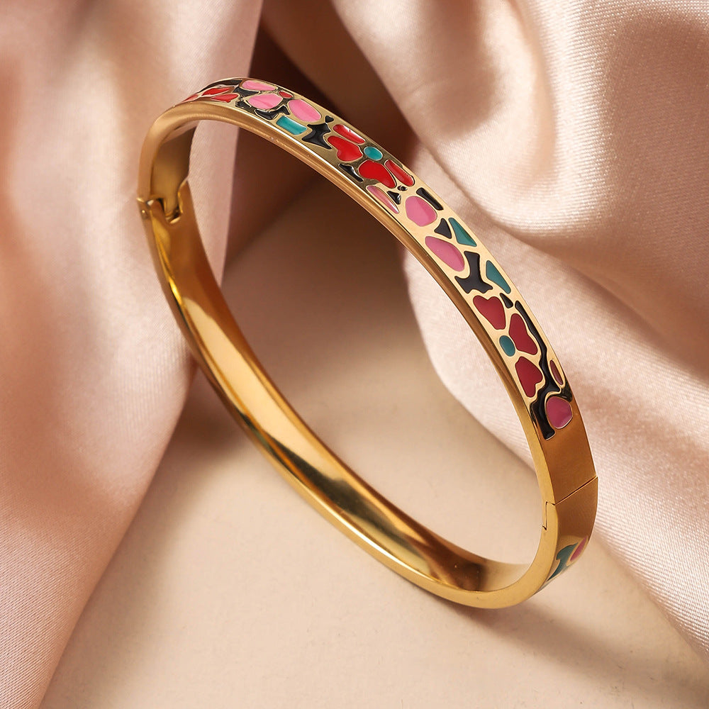 Wholesale Oil Drop Titanium Steel Enamel Bracelet ACC-BT-Ruif010