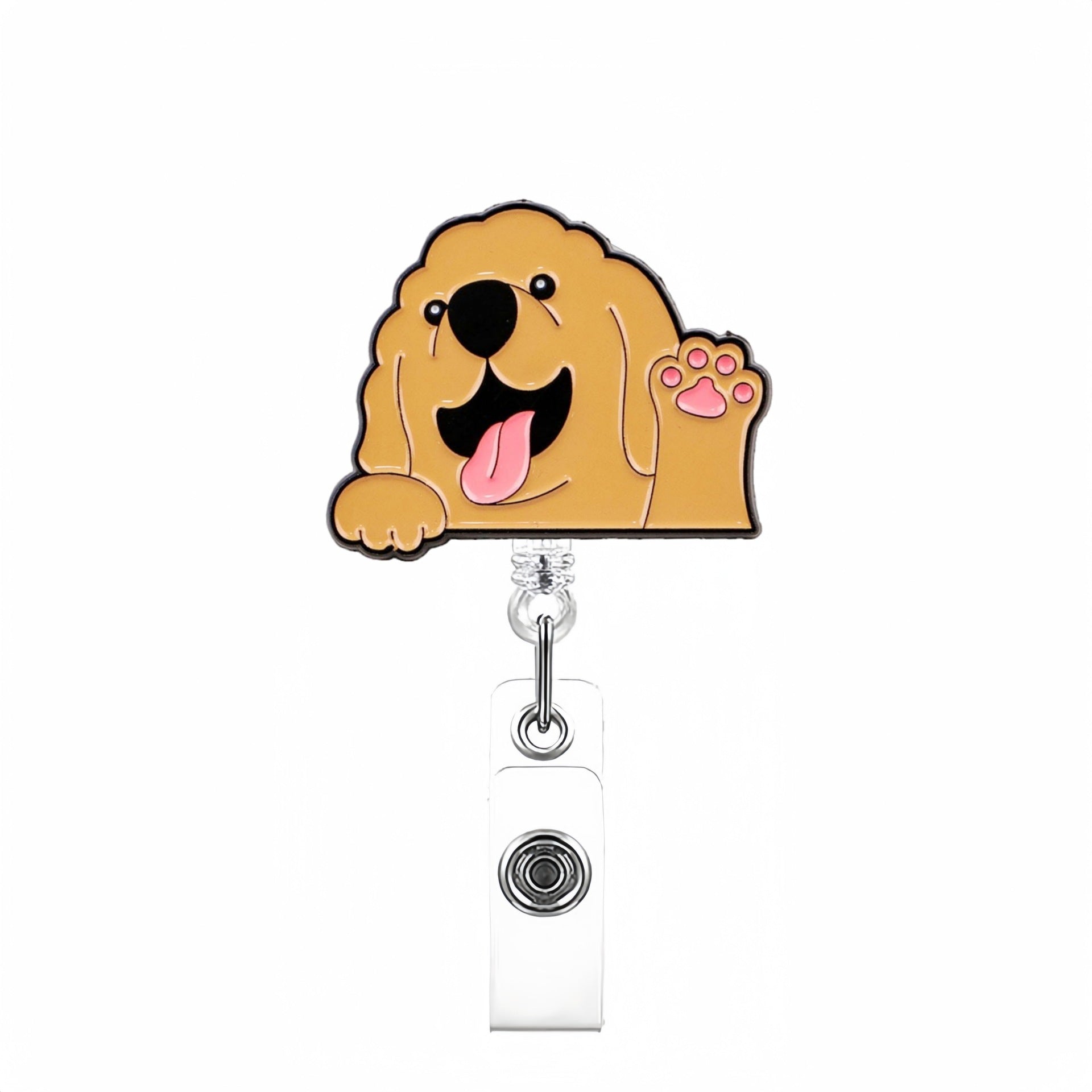 Thème animal en gros acrylique rétractable enroule des badges de trousseau rétractable