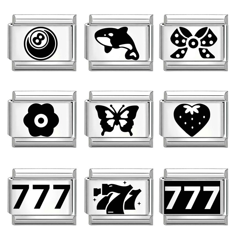 Wholesale  Italian Charm Bracelet 9mm DIY Splicing Removable Black and White Series Stainless Steel Composable Bracelet