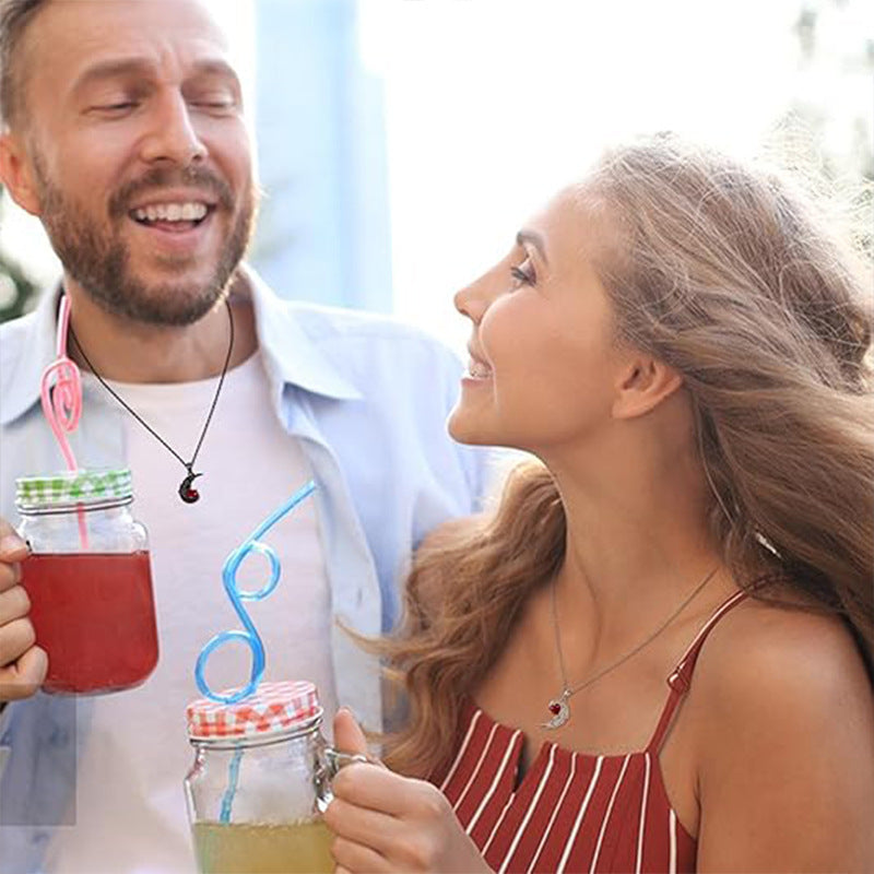 Wholesale Couple Patchwork Two-color Clavicle Chain Diamond-encrusted Love Angel Necklace