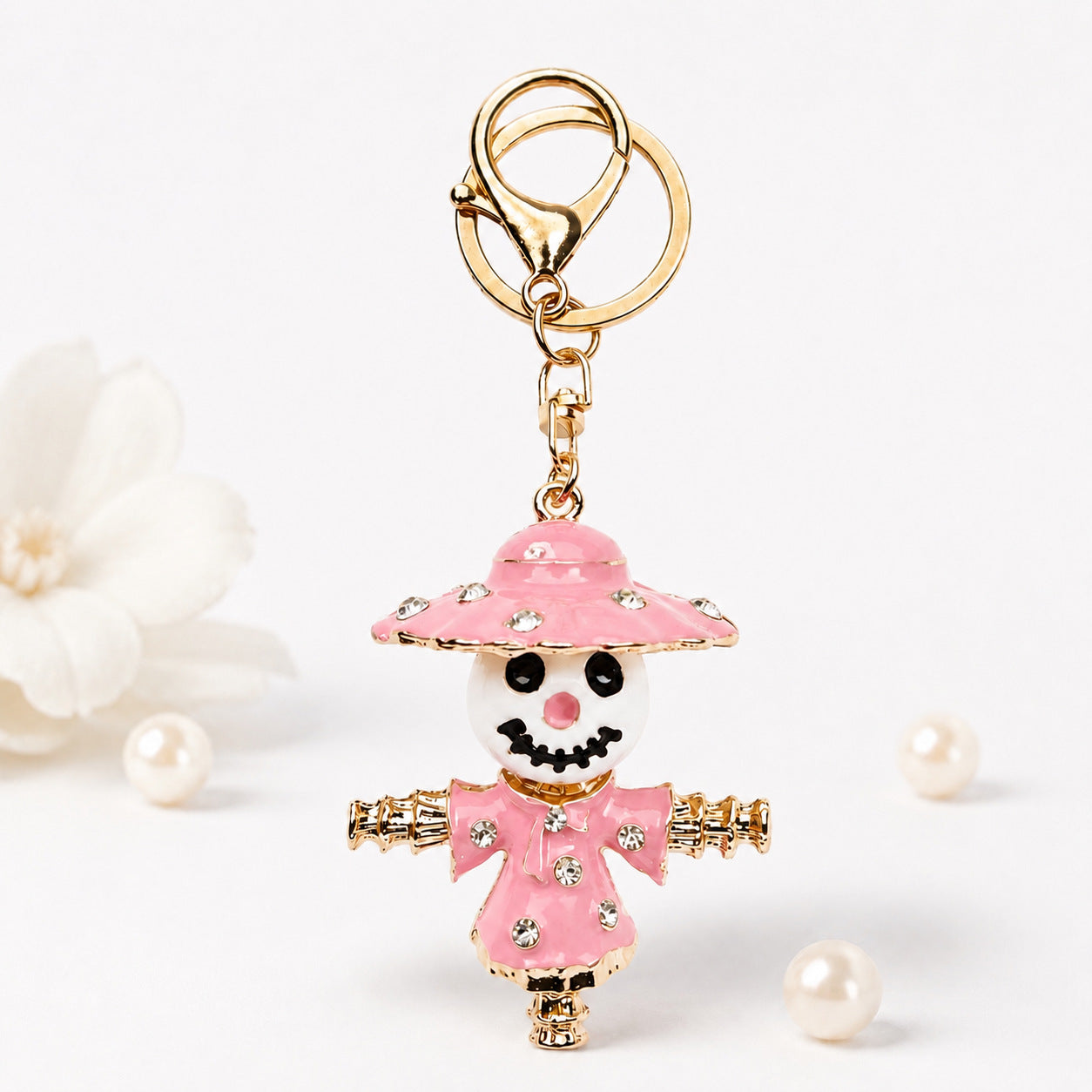 Wholesale  Cartoon Enamel Keychain with Crystal Inlay,  Bag Charm Car Key Accessory Gift