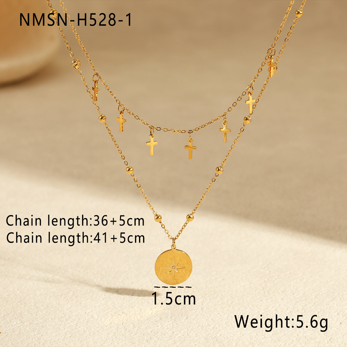 Wholesale Stainless steel cross double-layer necklace