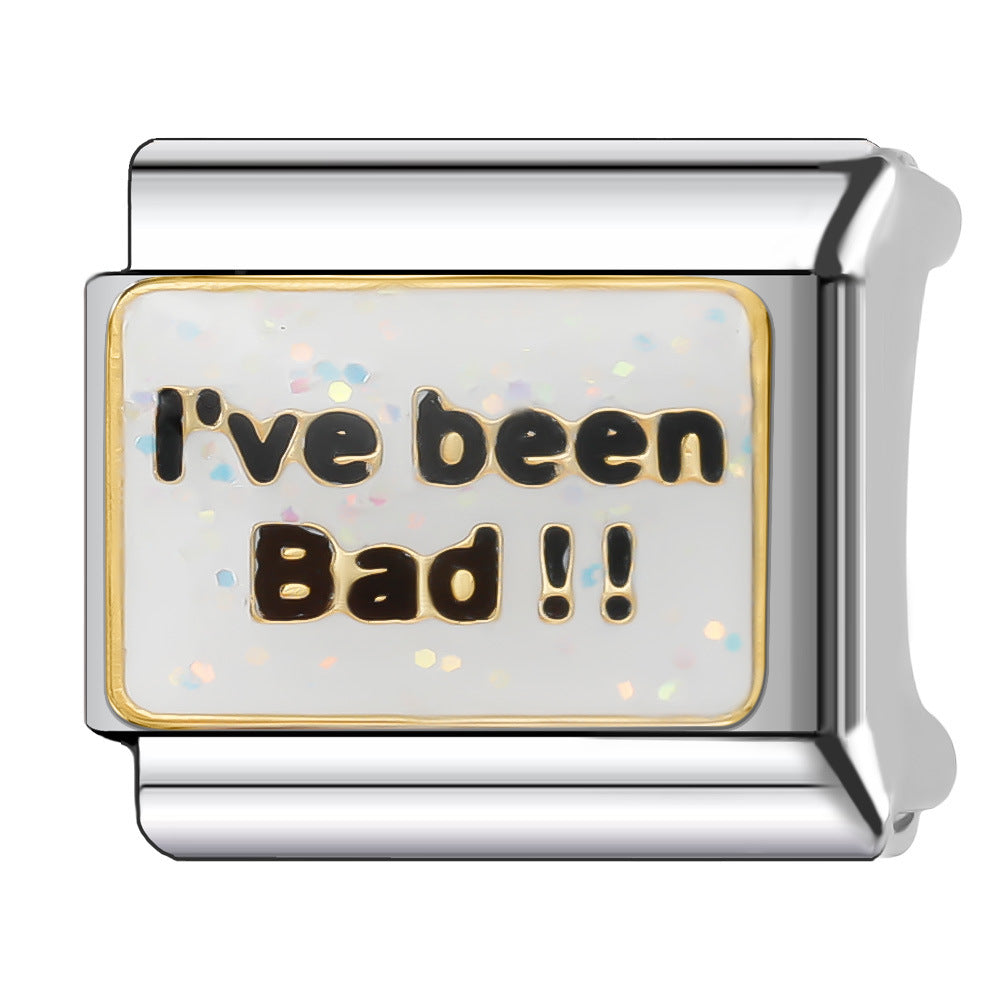 Wholesale Italian Charm Bracelet 9mm DIY English Series Creative Stainless Steel Composable Bracelet