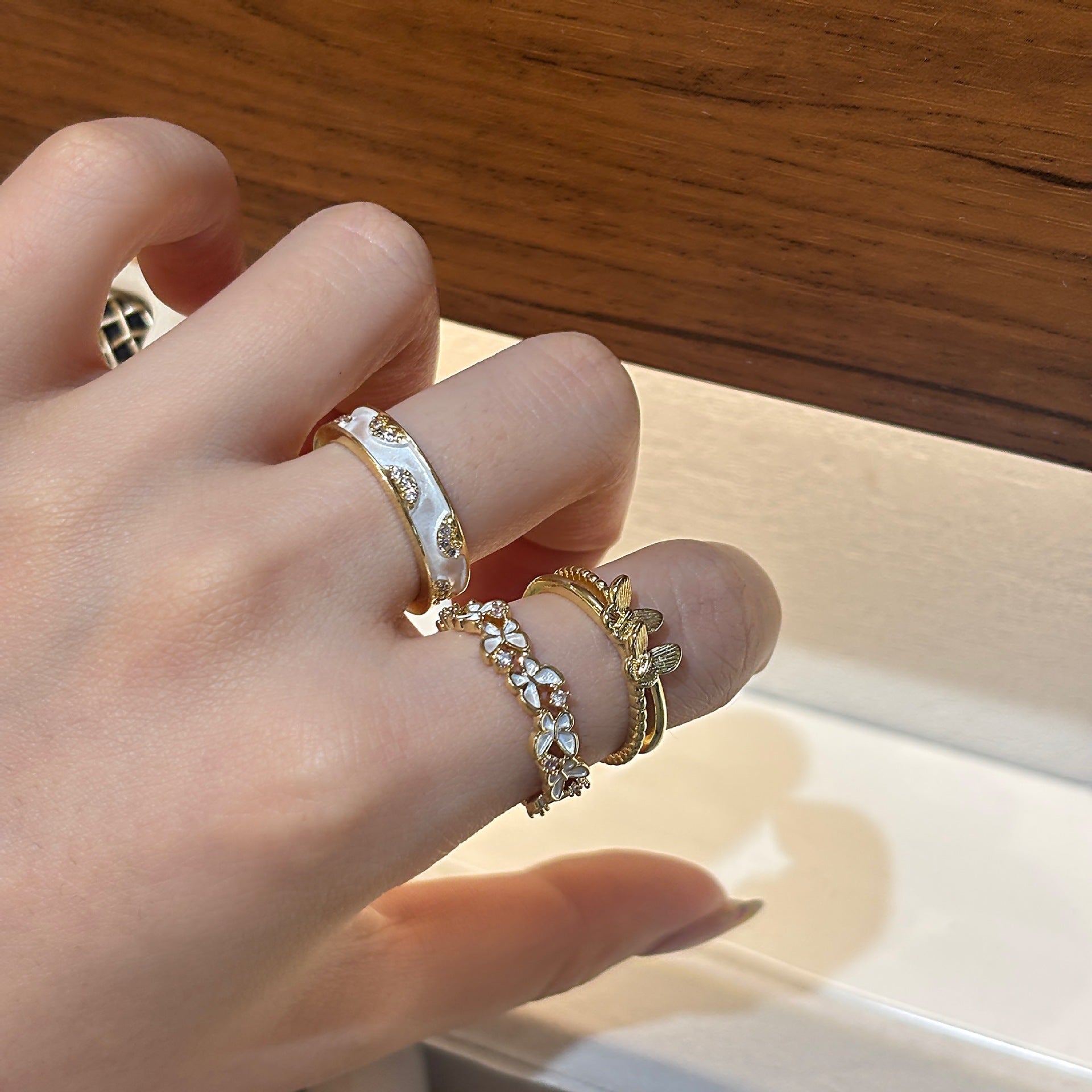 Wholesale  Iris Butterfly Flower Luxury Open Ring