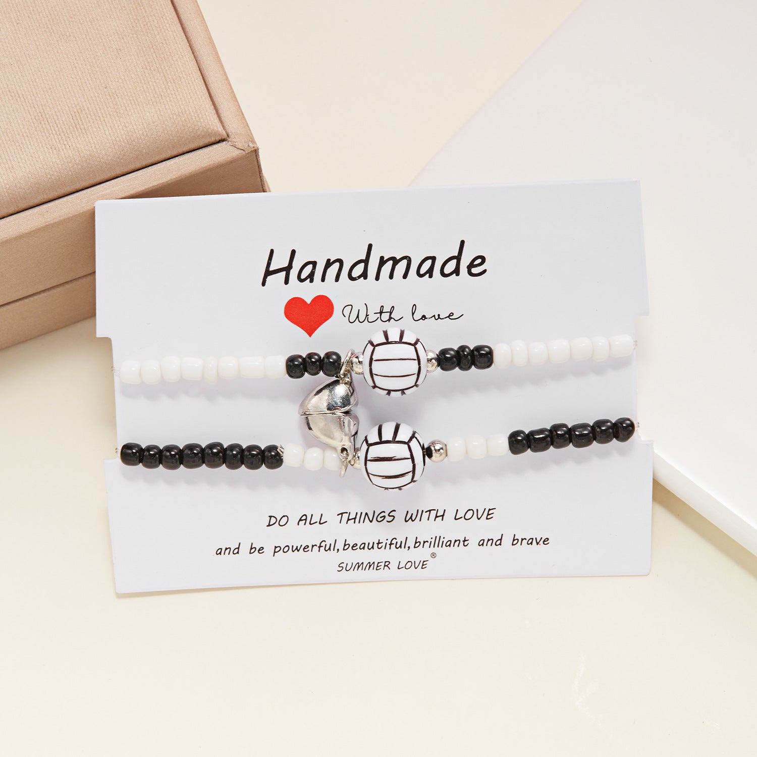 Wholesale 2-pack Basketball Tennis Football Bracelet Rice Bead Woven Love Magnetic Bracelet ACC-BT-FanYou008