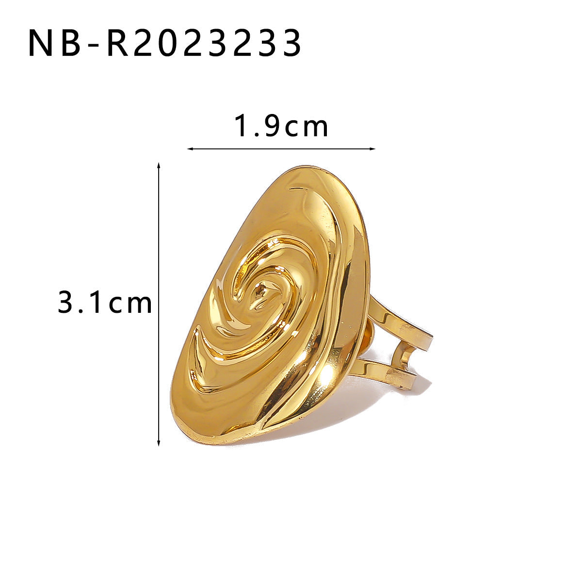 Wholesale Smooth Oversized 18K Gold Titanium Steel Heart Square Ring