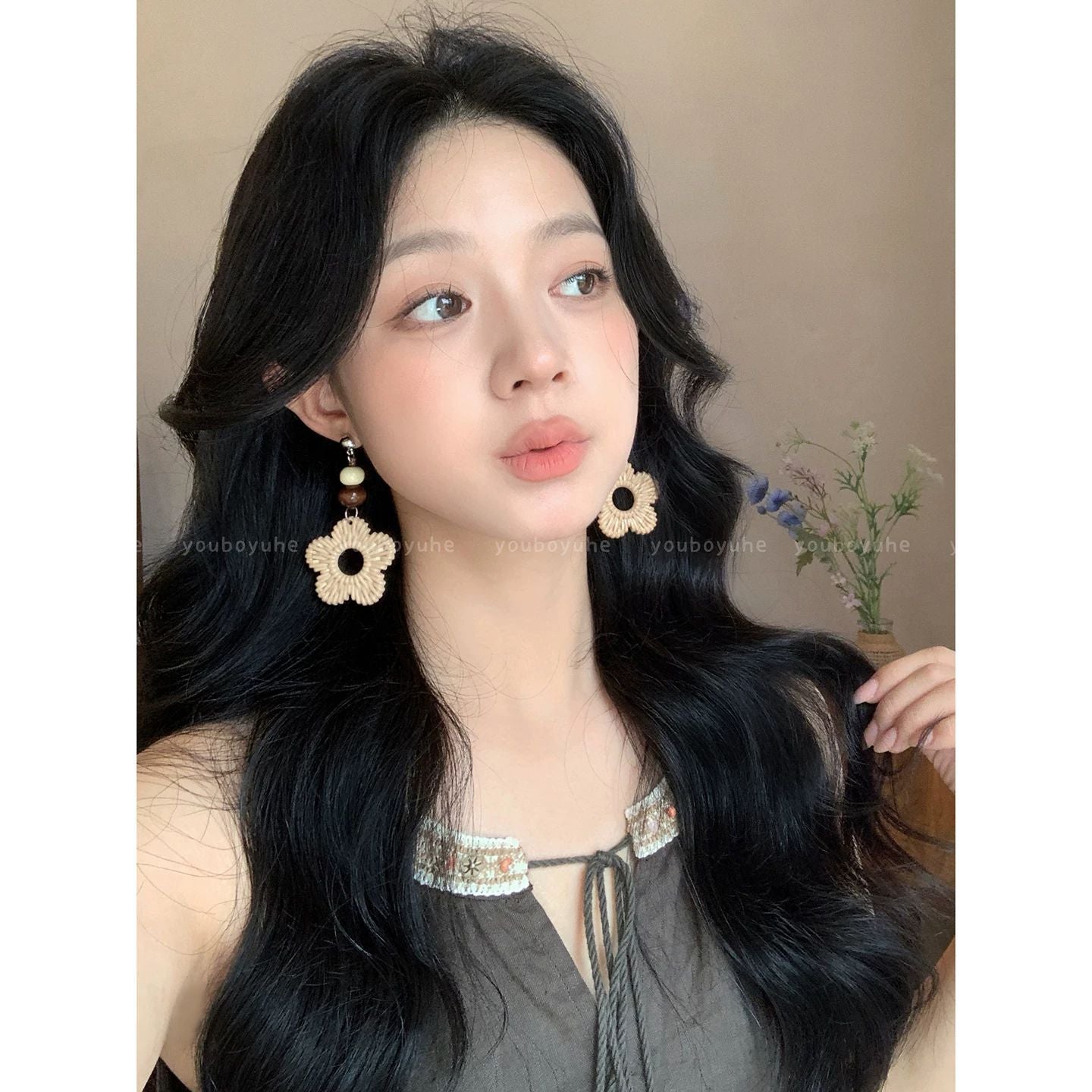 Wholesale Stylish Bohemian Flower Beaded Earrings For Women Resin Statement Jewelry Seaside Vacation Party Accessory Gift Resale