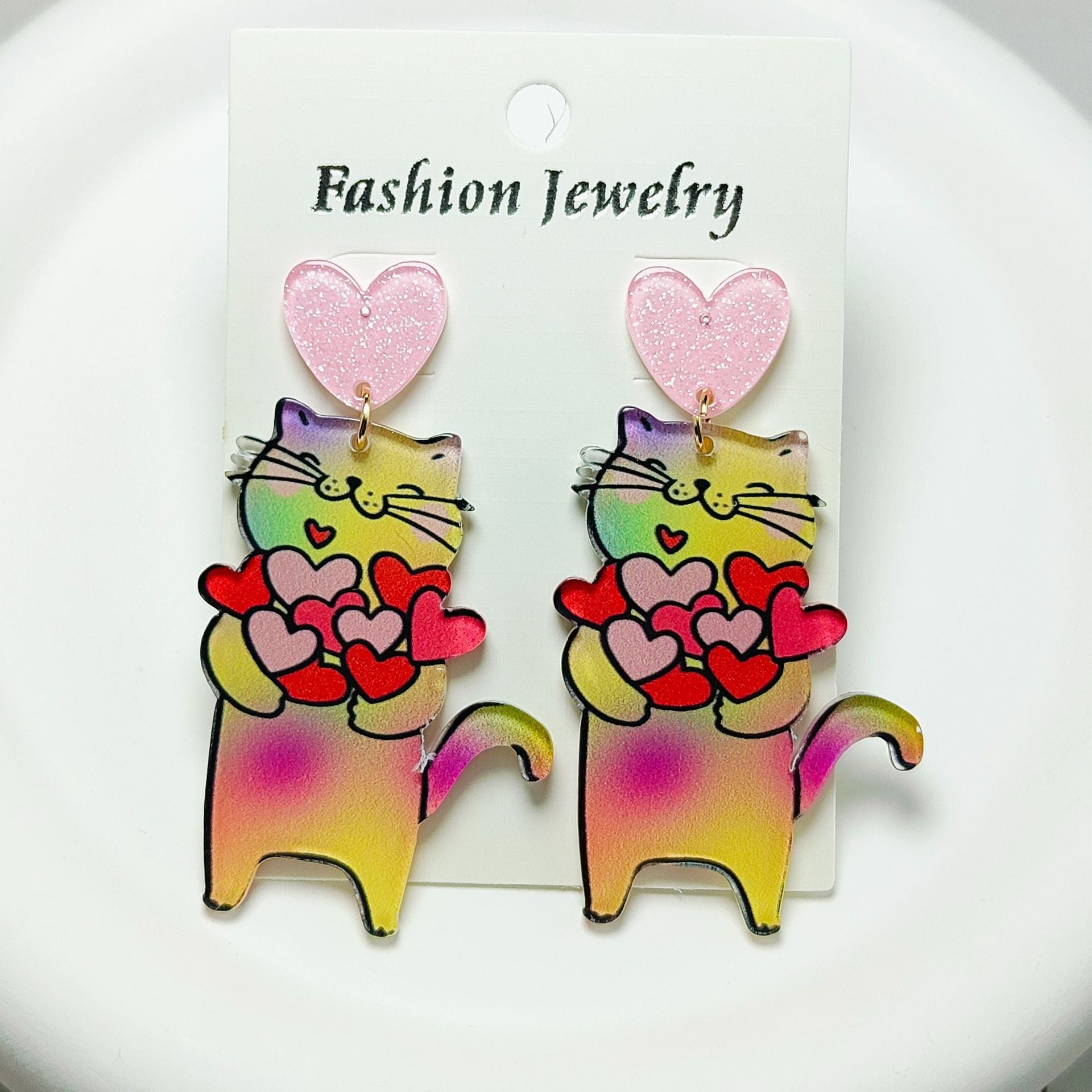 Wholesale Acrylic Plate Earrings Valentine's Day Sweet Love Red Lip Jewelry ACC-ES-Qiyu019