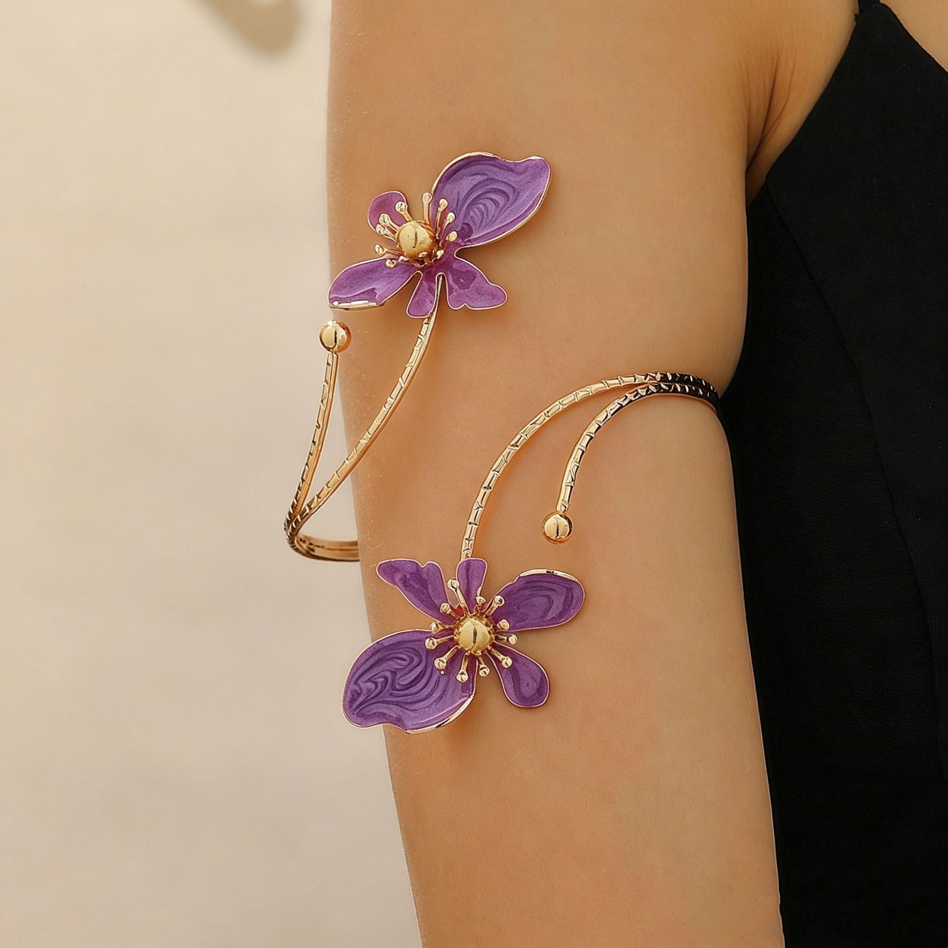 Wholesale Ins Style Flower Open Bracelet Armband Alloy Electroplated Fashion Accessory for Women