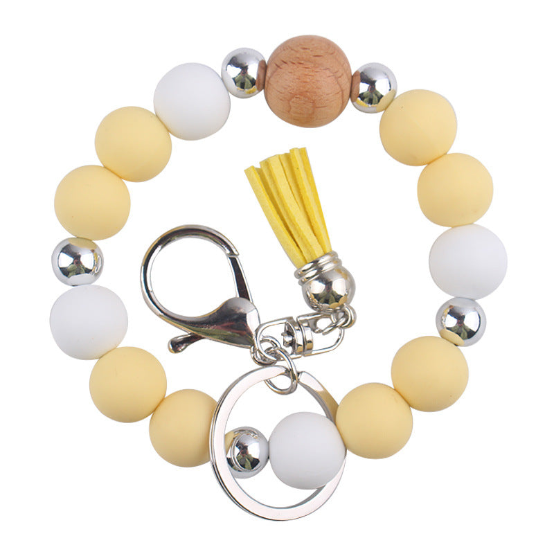 Wholesale Solid Color Silicone Beaded Wrist Keychain ACC-KC-GuangTian056