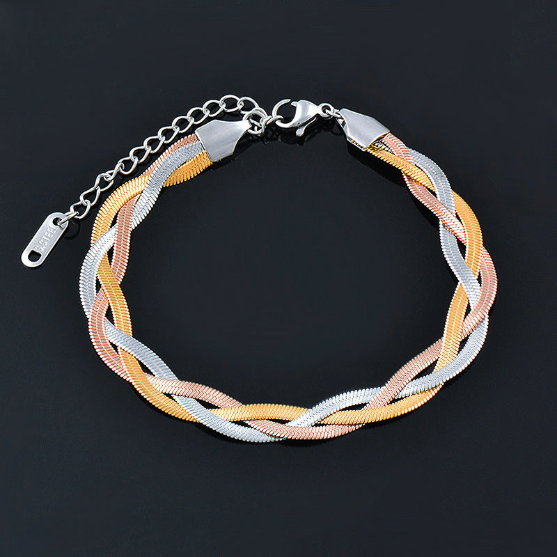 Wholesale Creative Braided Twist Snake Bone Chain Titanium Steel Bracelet