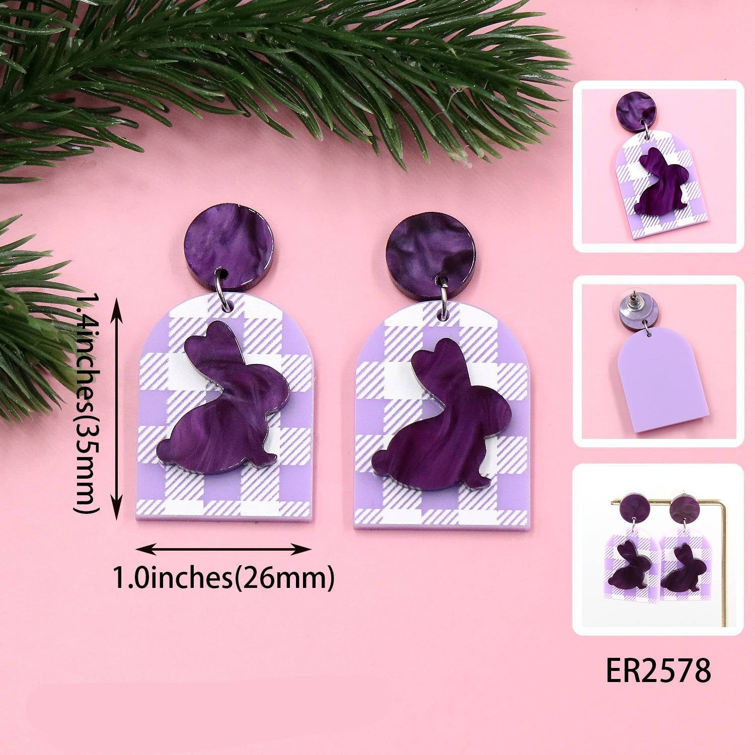 Wholesale Acrylic Easter Handmade White Shell Black Shell Double Layer Flower Earrings