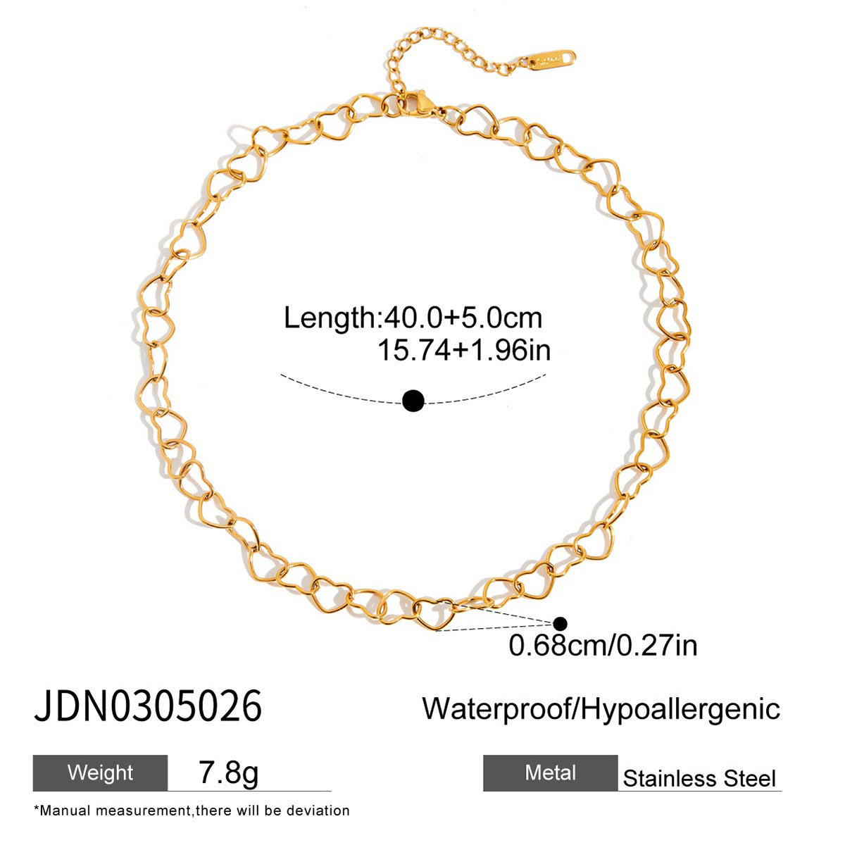 Wholesale  Stainless Steel Gold Necklace Cuban Clavicle Chain