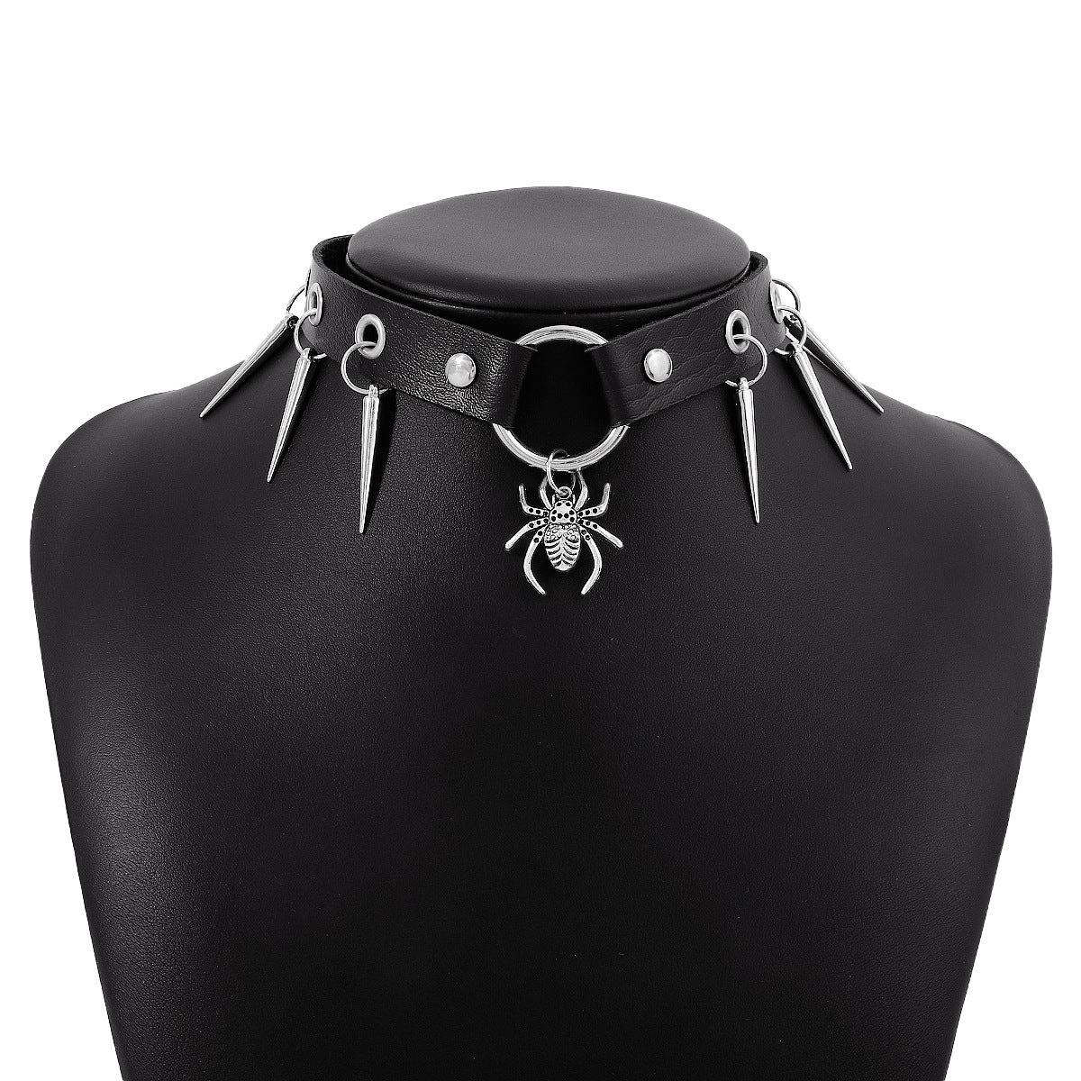 Wholesale  Punk Rock Fan Necklace Chain Gothic Leather Hip Hop Snake Rivet Bondage Collar Chain