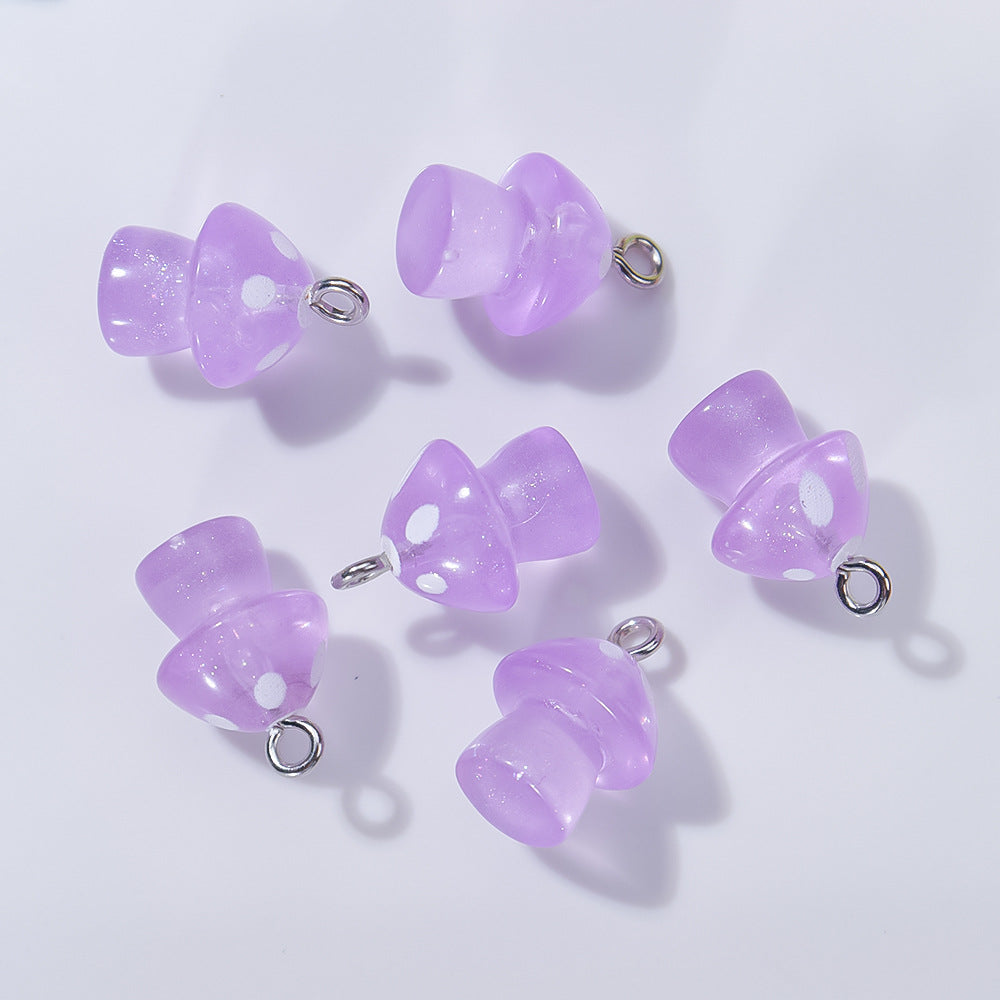 Wholesale 20pcs/ pack Transparent Colorful Luminous Mushroom Pendant — DIY Handmade Accessories for Keychains Earrings and Necklaces