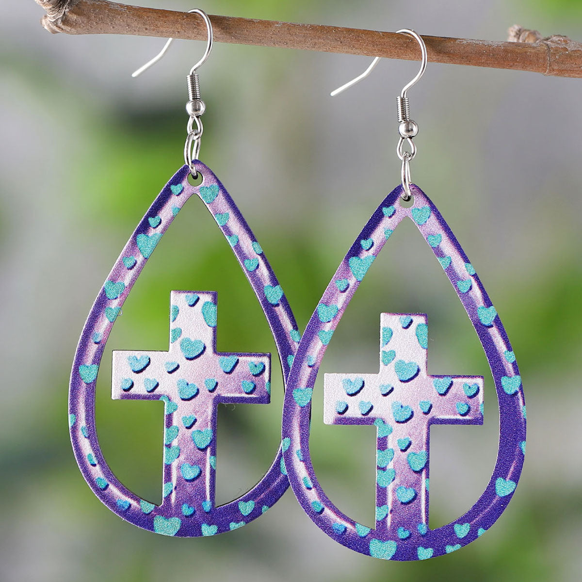 Wholesale Easter Egg Basket Hollow Water Drop Wooden Double Sided Earrings