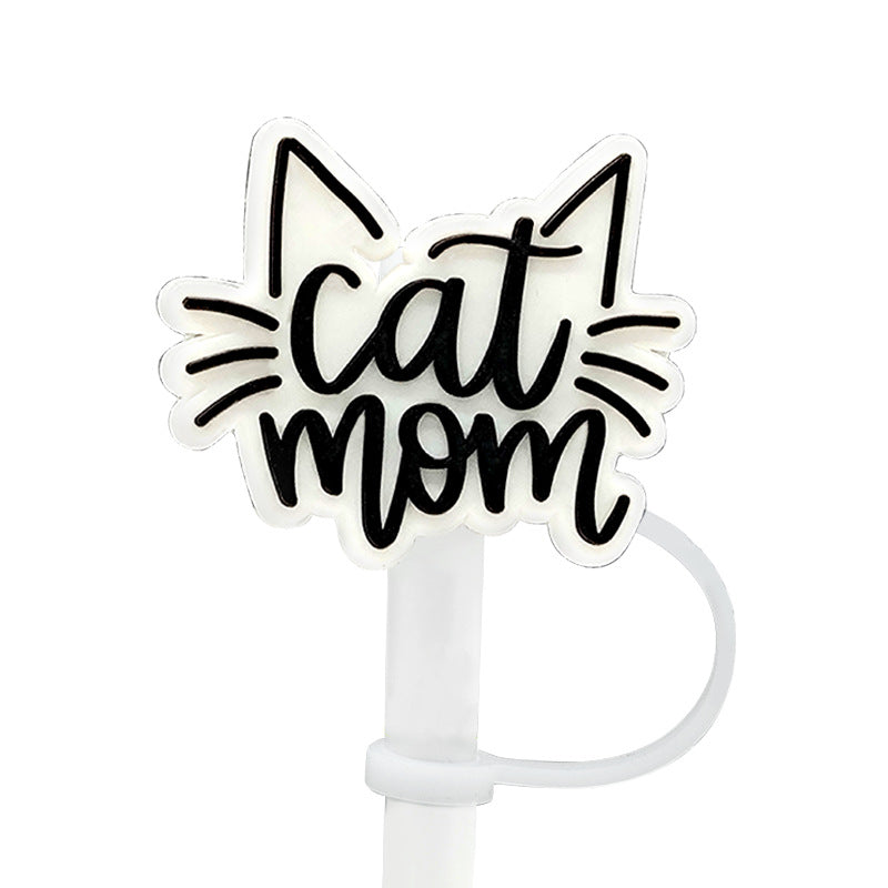 Wholesale 10pcs Cute Cat 10mm PVC Straw Cover Soft Straw Tube Cap ACC-SCR-YiBang013