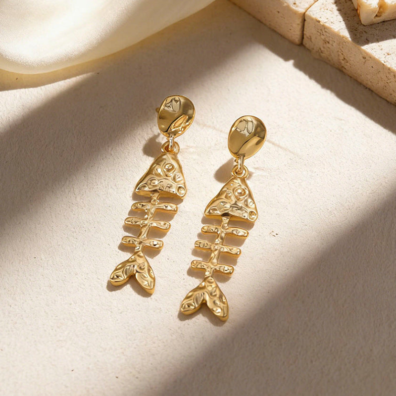 Wholesale Ocean-Inspired Textured Gold Conch and Starfish Stud Earrings