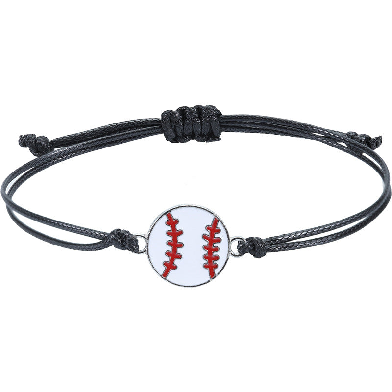 Wholesale Wax Thread Woven Baseball Football Hand Wristbands Basketball Bracelet
