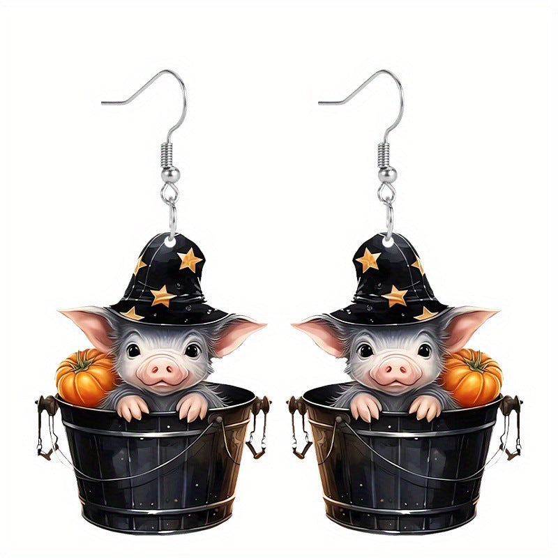 Wholesale Halloween Pumpkin Pig Barrel Earrings