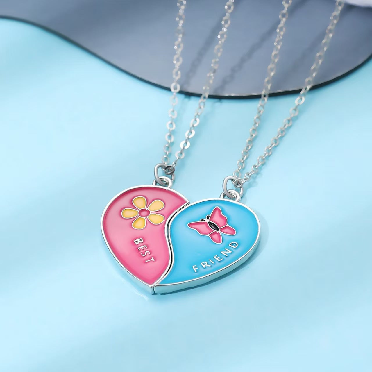 Wholesale Alloy star moon  and sun interlocking best friend necklaces