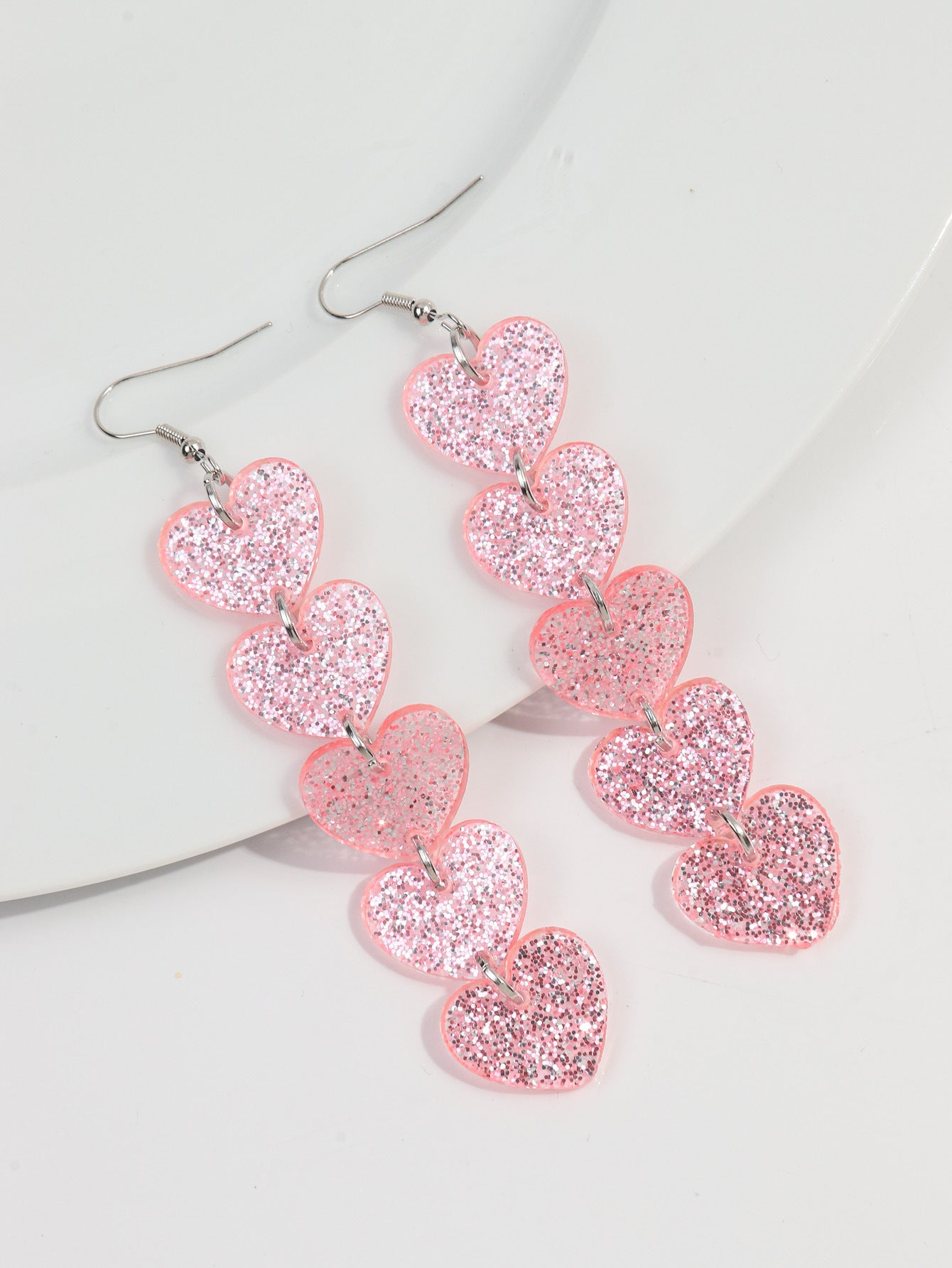 Wholesale  Acrylic Heart Love Leopard Valentine's Day Tassel Earrings