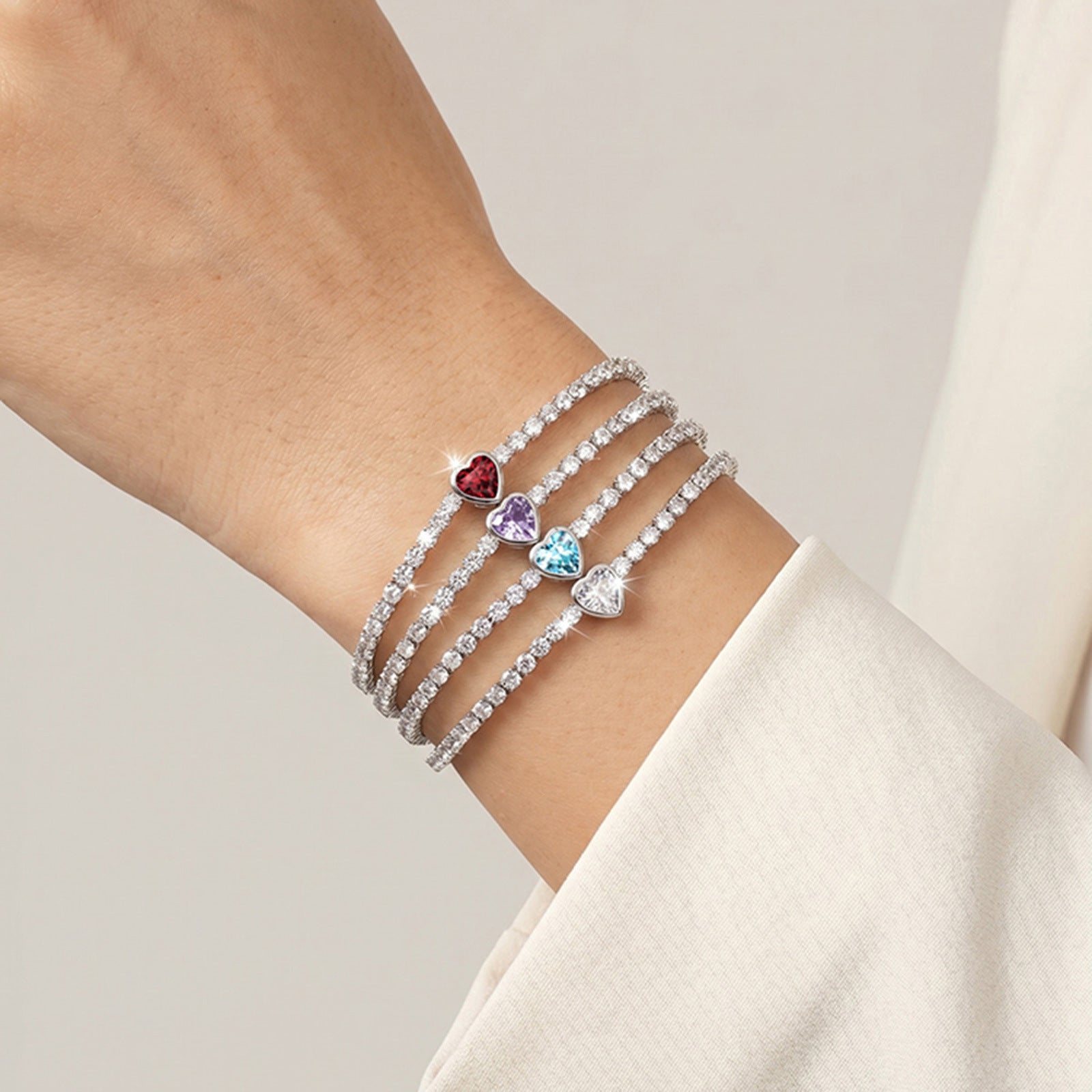 Wholesale Modern January Birthstone Tennis Bracelet Copper Electroplated Women S Chic Jewelry Accessory Gift