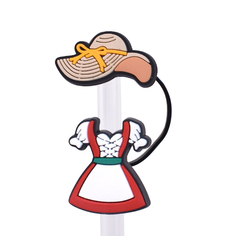 Wholesale Random 100pcs Cowboy Girl Series PVC Soft Straw Tube Cap