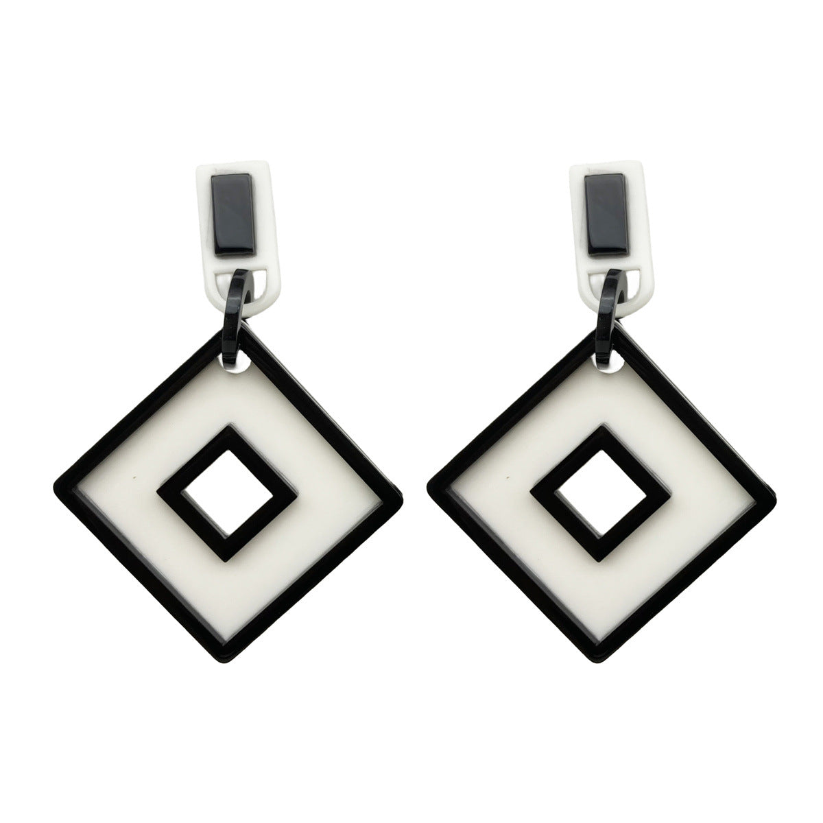 Wholesale Black and White Contrast Geometric Acrylic Earrings ACC-ES-FX030