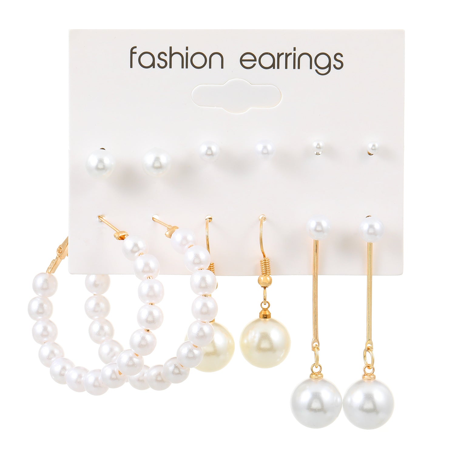 Wholesale Gold Geometric Pearl and Diamond Earrings Sets ACC-ES-MY027