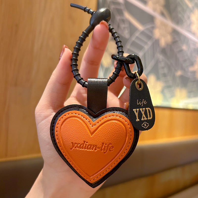 Wholesale Trendy Yellow Leather Heart Keychain Bag Charm Decorative Gift For Students