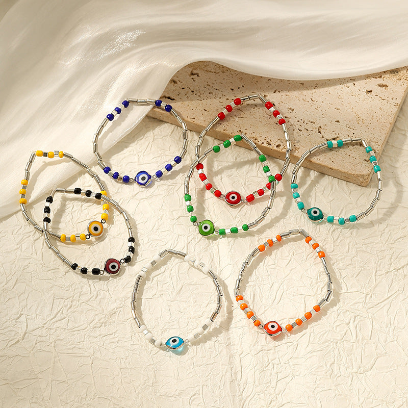 Wholesale Bohemian devil eye irregular bracelet