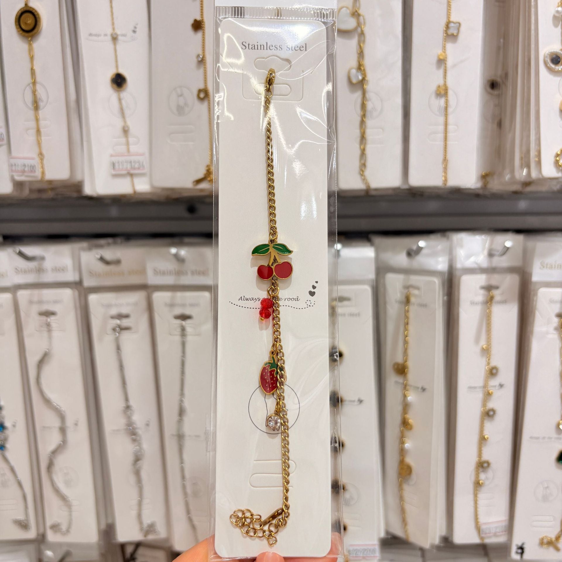 Wholesale Fashion Double Layer Titanium Steel Fruit Bracelet Gold-Plated Chic Gift
