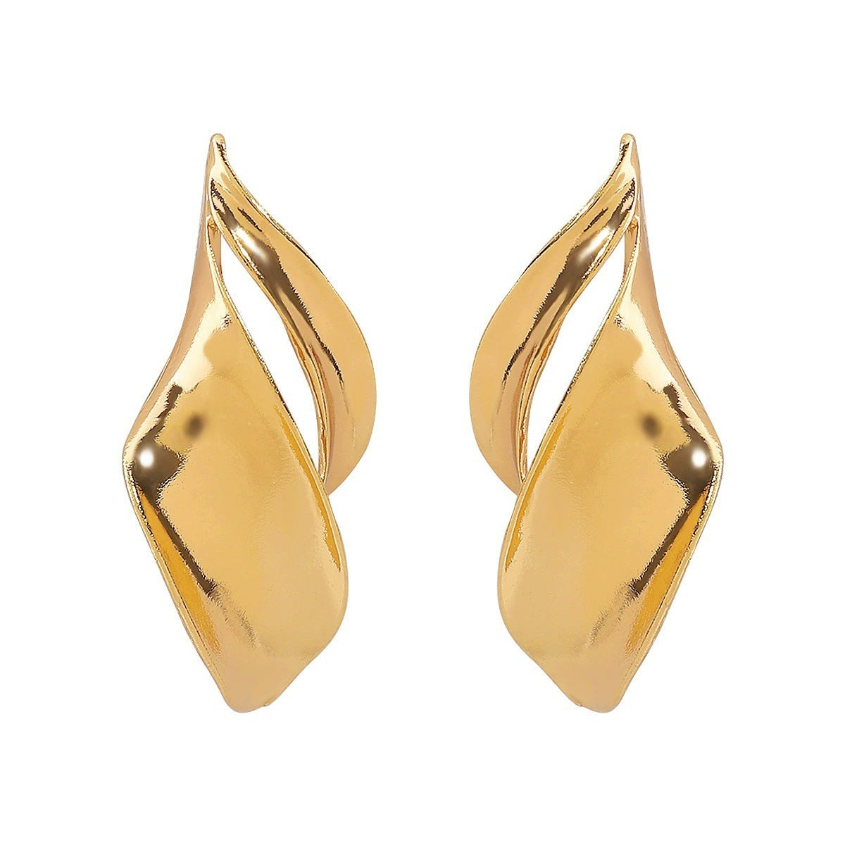 Wholesale Luxury Extravagant Retro Leaf Design Long Gold-Plated Earrings