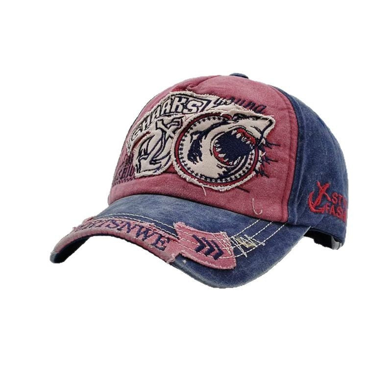 Wholesale Letter Shark Hat Denim Embroidery Baseball Cap