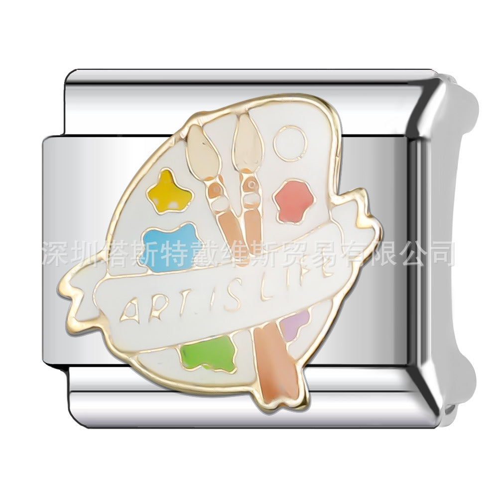 Wholesale  Italian Charm Bracelet 9mm DIY English Word Series Creative Stainless Steel Composable Bracelet