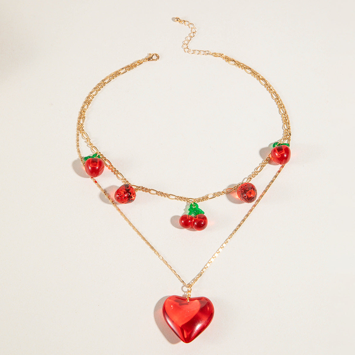 Wholesale  Acrylic Red Love Geometric Irregular Gravel Necklace